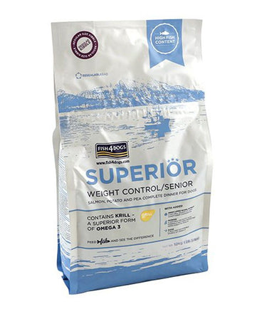 Fish4Dogs Superior Weight Control Regular Kibble Senior Dry Dog Food - 12kg